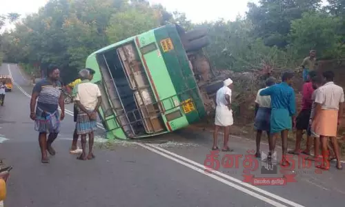 அரசு பஸ் கவிழ்ந்தது