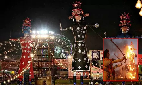 வடமாநிலங்களில் தசரா கொண்டாட்டம்:  களை கட்டிய ராவணன் தகன நிகழ்ச்சி