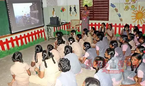 தி ரெட் பலூன் திரைப்படம் பார்த்த மாணவ-மாணவிகள்