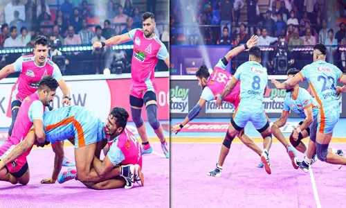 புரோ கபடி லீக்: அர்ஜுன் தேஷ்வால் அதிரடி- வெற்றி ஆதிக்கத்தை தொடரும் ஜெய்ப்பூர் புரோ கபடி லீக்: அர்ஜுன் தேஷ்வால் அதிரடி- வெற்றி ஆதிக்கத்தை தொடரும் ஜெய்ப்பூர்