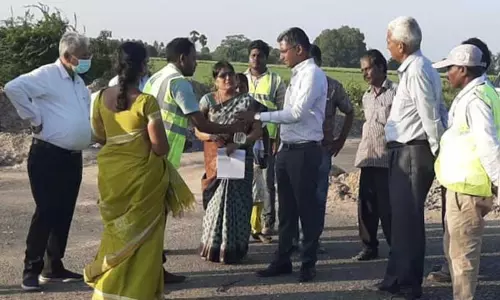 சென்னை-கன்னியாகுமாரி  தொழில் தட சாலை அமைக்கும் பணி  திட்ட இயக்குனர் நேரில் ஆய்வு