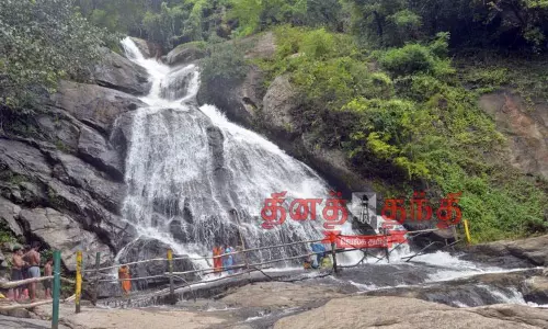 குரங்கு நீர்வீழ்ச்சியில் தடுப்புகளை சீரமைக்க வேண்டும் குரங்கு நீர்வீழ்ச்சியில் தடுப்புகளை சீரமைக்க வேண்டும்