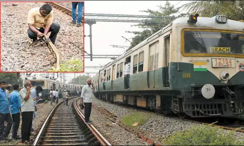 மின்கம்பியில் திடீர் கோளாறு மின்சார ரெயில் சேவை பாதிப்பால் பயணிகள் தவிப்பு