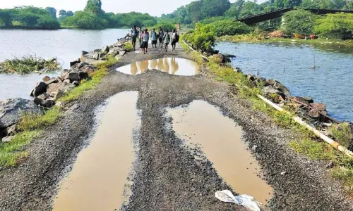 பருவமழையின் போது மூழ்கும் அபாயம்: சாலையின் உயரத்தை அதிகரித்து சீரமைக்க பொதுமக்கள் கோரிக்கை பருவமழையின் போது மூழ்கும் அபாயம்: சாலையின் உயரத்தை அதிகரித்து சீரமைக்க பொதுமக்கள் கோரிக்கை