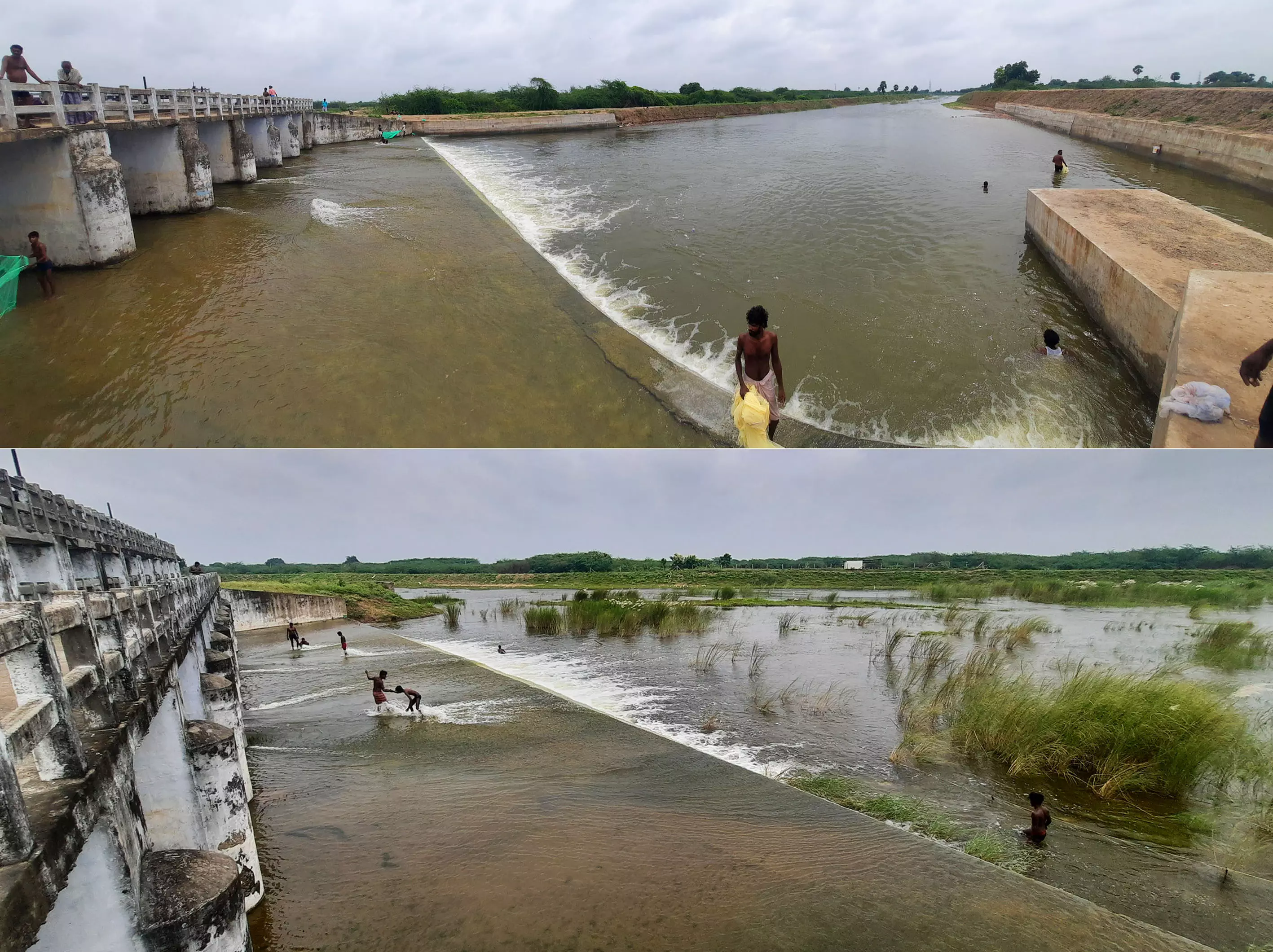 உபரிநீர் கடலில் கலந்து வீணாகிறது உபரிநீர் கடலில் கலந்து வீணாகிறது