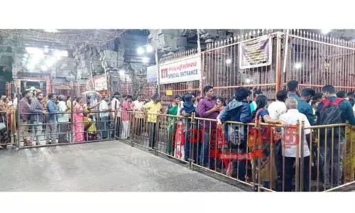 சாமி தரிசனத்துக்கு காத்திருந்த பக்தர்கள்