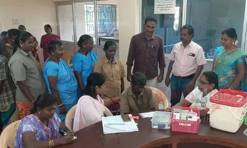 ஆண்டிப்பட்டியில்  துப்புரவு பணியாளர்களுக்கு மருத்துவ பரிசோதனை