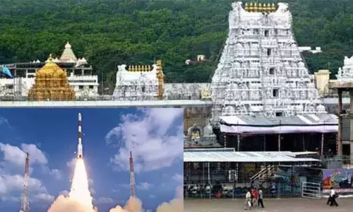 நாளை விண்ணில் சீறிப்பாயும் பி.எஸ்.எல்.வி.ராக்கெட்: திருப்பதியில் மாதிரியை வைத்து சிறப்பு பூஜை