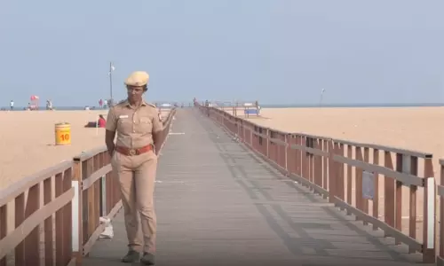 மெரினாவில் மாற்றுத்திறனாளிகளுக்கான நடைபாதைக்கு போலீஸ் பாதுகாப்பு