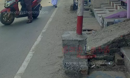 சேதமடைந்த கண்காணிப்பு கேமரா இரும்பு கம்பம் சீரமைக்கப்பட்டது