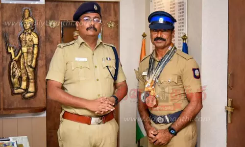 தேசிய விளையாட்டு போட்டியில் அசத்திய போலீஸ் ஏட்டு