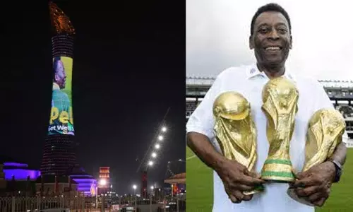 கத்தார் உயர்கோபுரத்தில் கால்பந்து ஜாம்பவான் பீலே படம் வெளியீடு - ரசிகர்கள் நெகிழ்ச்சி!