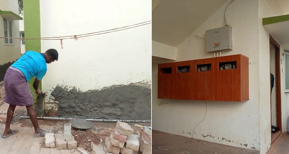 தினத்தந்தி செய்தி எதிரொலி; தூய்மை பணியாளர்கள் குடியிருப்பில் சீரமைப்பு பணி தினத்தந்தி செய்தி எதிரொலி; தூய்மை பணியாளர்கள் குடியிருப்பில் சீரமைப்பு பணி