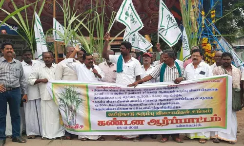 கள்ளக்குறிச்சியில்  கரும்பு விவசாயிகள் சங்கத்தினர் ஆர்ப்பாட்டம்