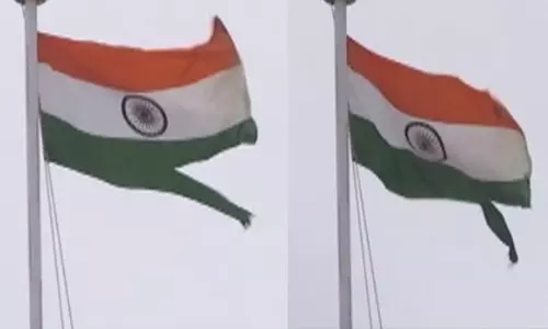 சென்னையில் வீசும் பலத்த காற்று - ஜார்ஜ் கோட்டையில் தேசிய கொடி சேதம்...!