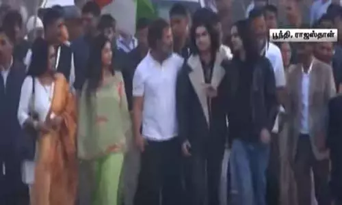 சிம்லாவில் பதவியேற்பு விழாவில் பங்கேற்ற பிறகு ராஜஸ்தானில் மீண்டும் பாதயாத்திரையை தொடங்கிய ராகுல் காந்தி