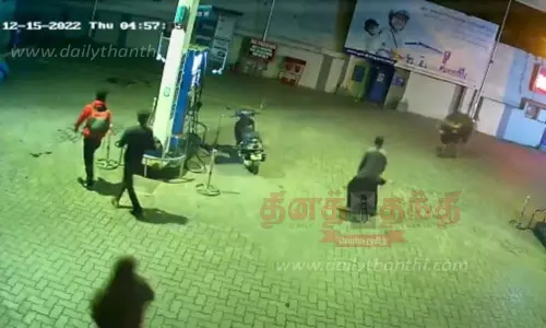 பெட்ரோல் நிலைய ஊழியர்களை விரட்டிய காட்டெருமையால் பரபரப்பு பெட்ரோல் நிலைய ஊழியர்களை விரட்டிய காட்டெருமையால் பரபரப்பு