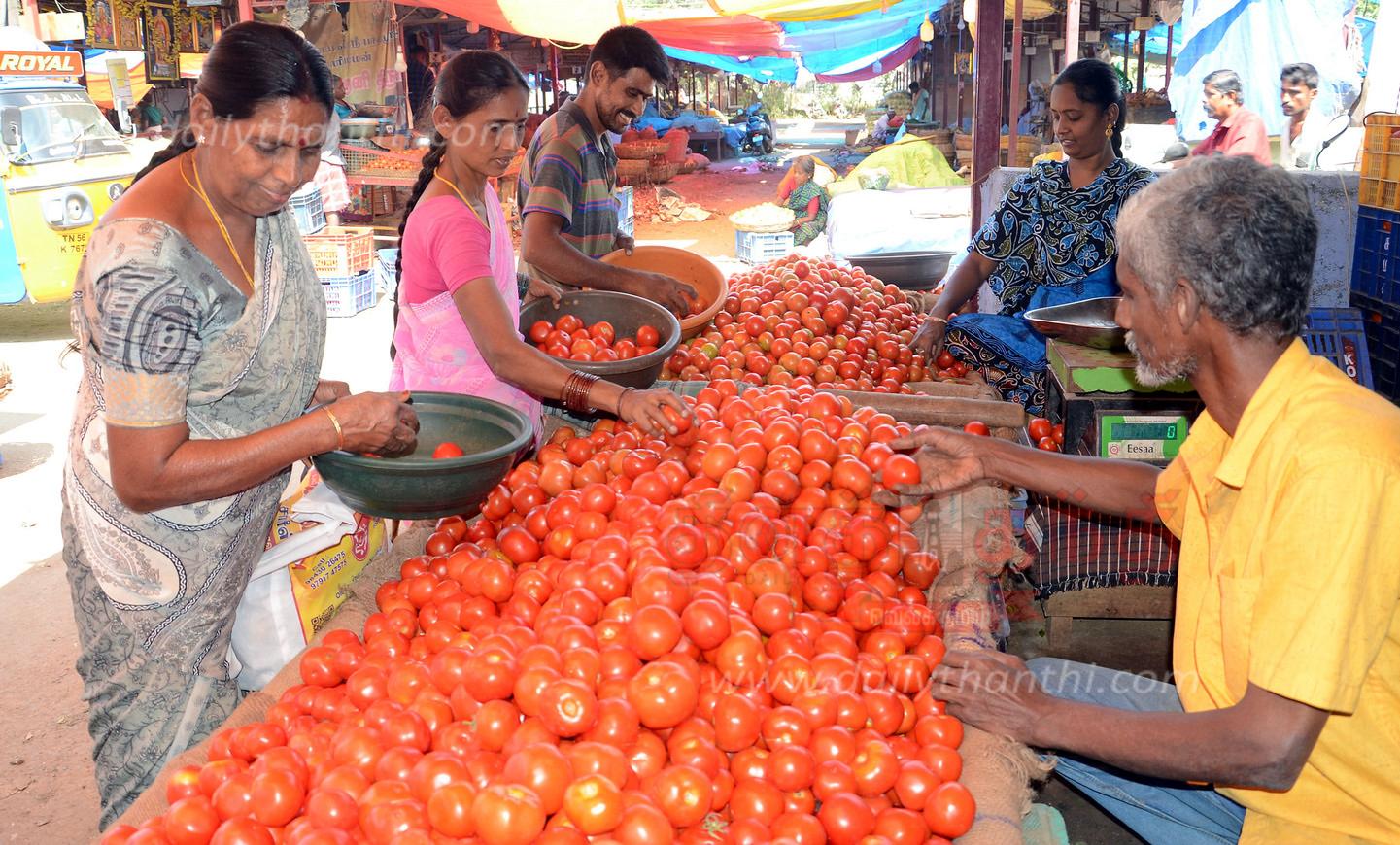 Erode vegetable market Tomato prices have skyrocketed Selling at Rs.40
