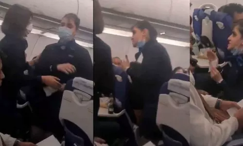 நான் உன் வேலைக்காரன் அல்ல இண்டிகோ விமானப் பணிப்பெண்ணுக்கும் பயணிக்கும் இடையே கடும் மோதல் நான் உன் வேலைக்காரன் அல்ல இண்டிகோ விமானப் பணிப்பெண்ணுக்கும் பயணிக்கும் இடையே கடும் மோதல்