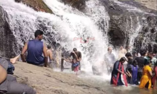 கும்பக்கரை அருவியில் சுற்றுலா பயணிகள் குதூகலக் குளியல்...! கும்பக்கரை அருவியில் சுற்றுலா பயணிகள் குதூகலக் குளியல்...!