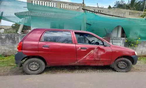 காரை சேதப்படுத்திய காட்டு யானையால் பரபரப்பு