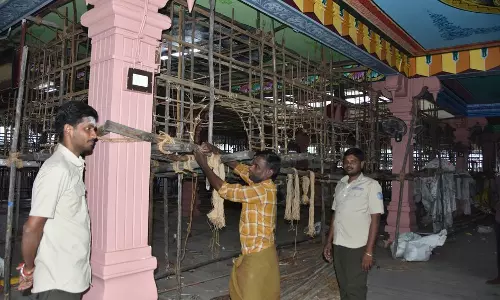 பழனி முருகன் கோவிலில் கும்பாபிஷேக பணிகள் தீவிரம் பழனி முருகன் கோவிலில் கும்பாபிஷேக பணிகள் தீவிரம்