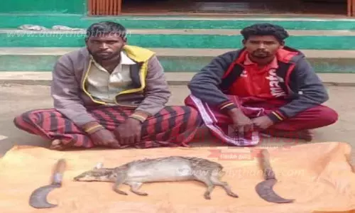 கடம்பூர் வனப்பகுதியில்சருகு மானை வேட்டையாடிய 2 பேர் கைது