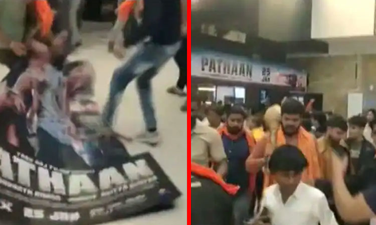 பதான் பட விவகாரம்; ஷாருக் கான் போஸ்டர்களை கிழித்து பஜ்ரங்தள தொண்டர்கள் போராட்டம்