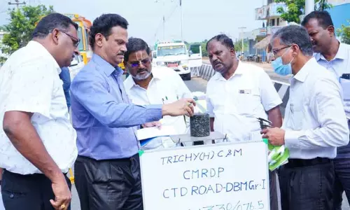 திருச்சி-திண்டுக்கல் சாலை அகலப்படுத்தும் பணி; நெடுஞ்சாலைத்துறை இயக்குனர் ஆய்வு