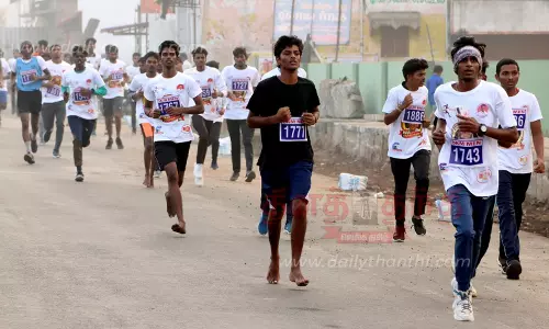 காவிரி, திருமணிமுத்தாறு, சரபங்காநதிகளை இணைக்க வலியுறுத்தி மாரத்தான்நாமக்கல்லில் நடந்தது