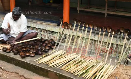 பொங்கல் பண்டிகைக்காக அகப்பை தயாரிக்கும் பணி மும்முரம்