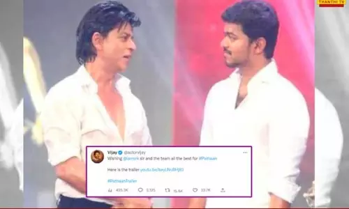ஷாருக்கான் நடிக்கும் பதான் திரைப்படத்தின் தமிழ் டிரைலரை தனது டுவிட்டரில் வெளியிட்டார் நடிகர் விஜய்