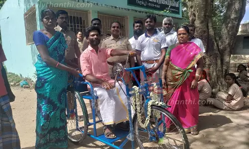 மாற்றுத்திறனாளிக்கு 3 சக்கர சைக்கிள்