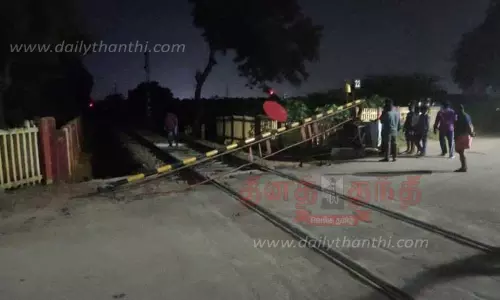 ரெயில்வே கேட்டில் ஆட்டோ மோதியதால் பரபரப்பு
