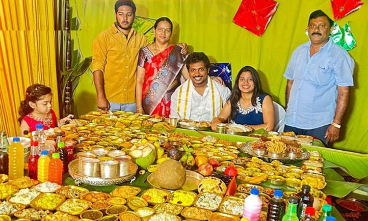 பொங்கல் விருந்து: ஆந்திராவில் மருமகனுக்கு 379 வகையான உணவுகளை பரிமாறிய மாமியார்...!