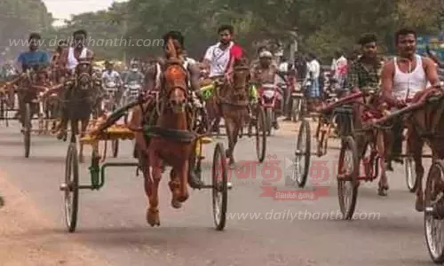 பொங்கல் பண்டிகையையொட்டிகுதிரை ரேக்ளா பந்தயம்ஆத்தூரில் நடந்தது
