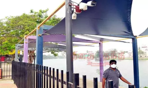 வாலாங்குளத்தில் கண்காணிப்பு கேமராக்கள் பொருத்தம்