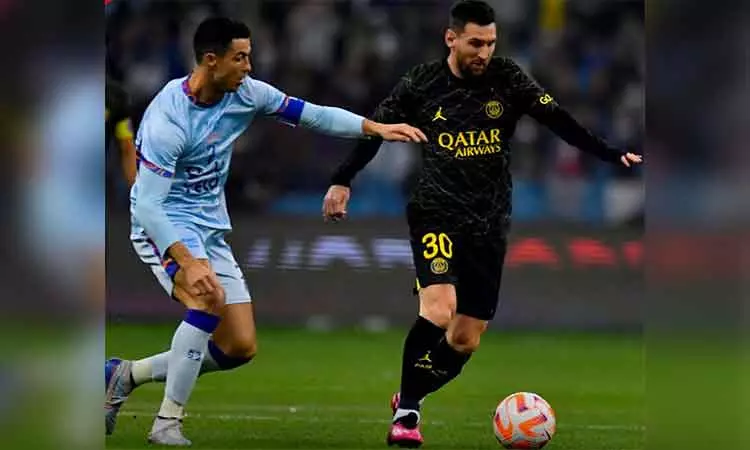 நட்புறவு கால்பந்து போட்டி: மெஸ்சி அணி வெற்றி நட்புறவு கால்பந்து போட்டி: மெஸ்சி அணி வெற்றி