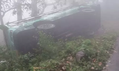 சிறுமலை மலைப்பாதையில் பஸ் கவிழ்ந்து 15 பேர் படுகாயம்