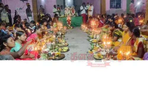 பாலையூர் வேதபுரீஸ்வரர் கோவிலில் 108 திருவிளக்கு பூஜை