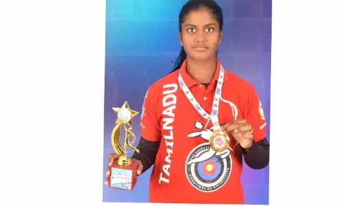 அகில இந்திய அளவிலான வில்வித்தை போட்டியில் சமயபுரம் மாணவி தங்கம் வென்று சாதனை