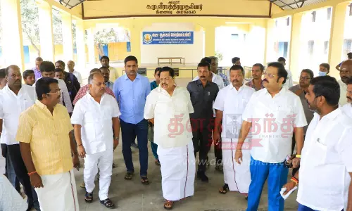 காட்பாடி அரசு ஆண்கள் பள்ளியில் அமைச்சர் துரைமுருகன் ஆய்வு