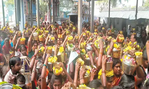 திருக்கழுக்குன்றம் வேதகிரீஸ்வரர் கோவிலில் வேதமலை பெருவிழா குழு சார்பில் பால்குட ஊர்வலம்