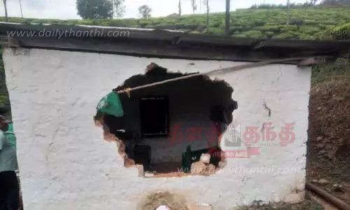 வீட்டை சேதப்படுத்திய காட்டுயானை கூட்டம்