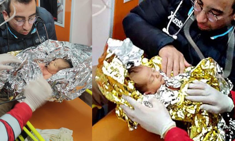துருக்கி நிலநடுக்கம்: 90 மணி நேர போராட்டம் - பிறந்து 10 நாட்களே ஆன பச்சிளம் குழந்தை உயிருடன் மீட்பு...!