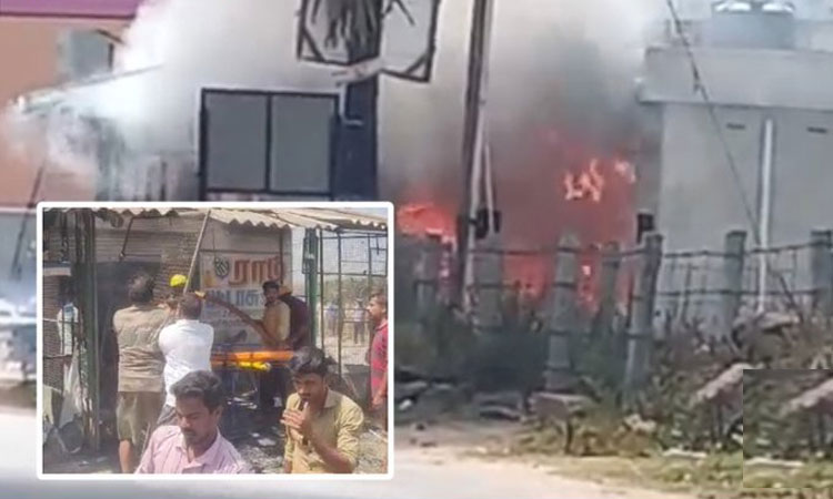 வாணியம்பாடி அருகே பட்டாசு கடையில் தீ விபத்து - 5 வயது குழந்தை உட்பட இருவர் உயிரிழப்பு
