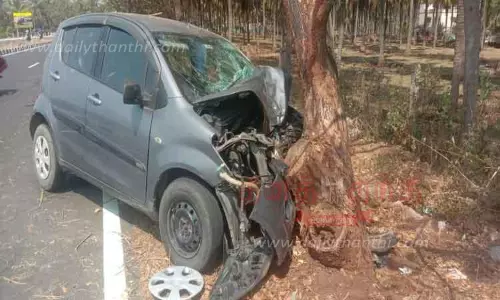 மரத்தில் கார் மோதி வாலிபர் பலி