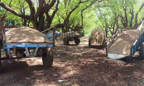 ஆற்றில் மணல் அள்ளிய 2 மாட்டு வண்டிகள் பறிமுதல் ஆற்றில் மணல் அள்ளிய 2 மாட்டு வண்டிகள் பறிமுதல்