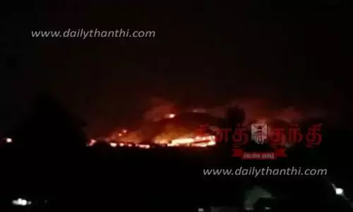 தாளவாடி அருகே தமிழக -கர்நாடக வனப்பகுதியில் காட்டுத்தீ