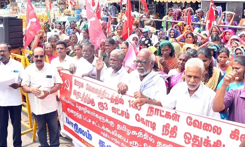 நாகர்கோவிலில் விவசாய தொழிலாளர் சங்கத்தினர் ஆர்ப்பாட்டம்